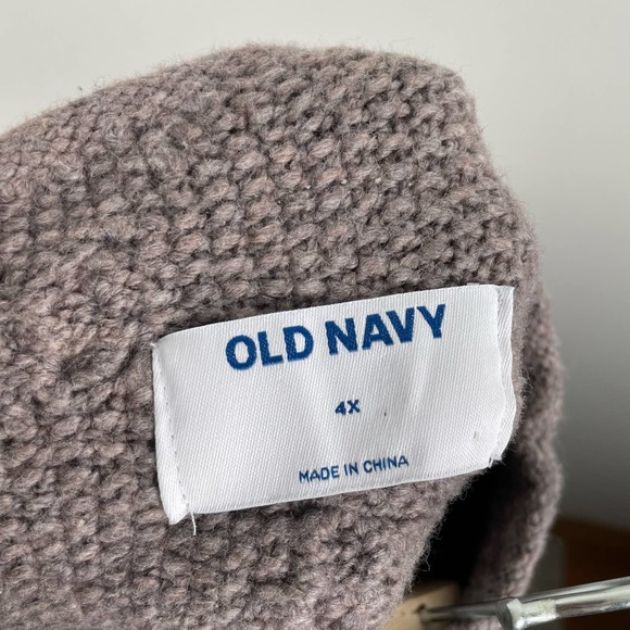 Old Navy Brown Cable Knit Diamond Stitch Chunky Sweater 4X Minimalist - Picture 4 of 6